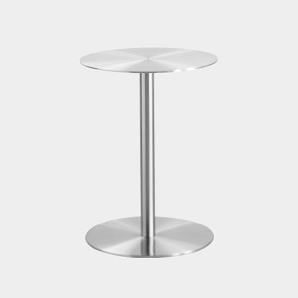 Metal Industrial Dining Table Stainless Steel Top Dining Table with Pedestal Base