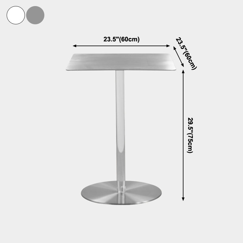 Metal Industrial Dining Table Stainless Steel Top Dining Table with Pedestal Base