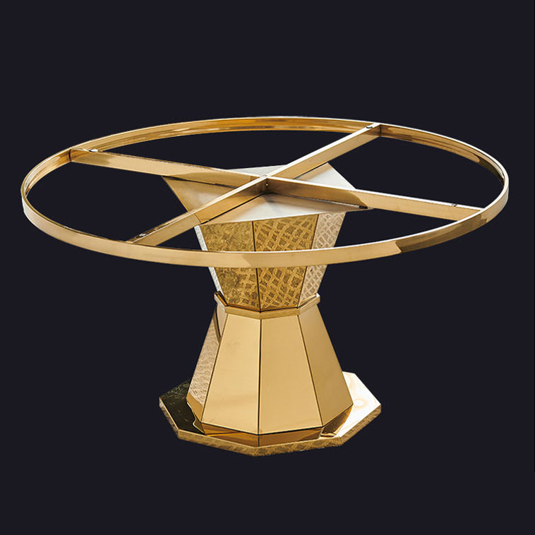 Glam Round Shape Marble Table Standard Kitchen Dining Table with Pedestal Base