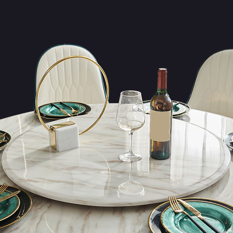 Glam Round Shape Marble Table Standard Kitchen Dining Table with Pedestal Base