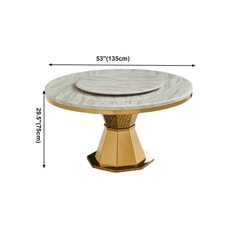 Glam Round Shape Marble Table Standard Kitchen Dining Table with Pedestal Base
