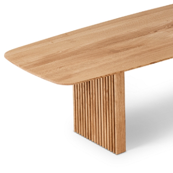 Moderne dennenhouttafel voor restaurant rechthoek eettafel met dubbele voetstuk