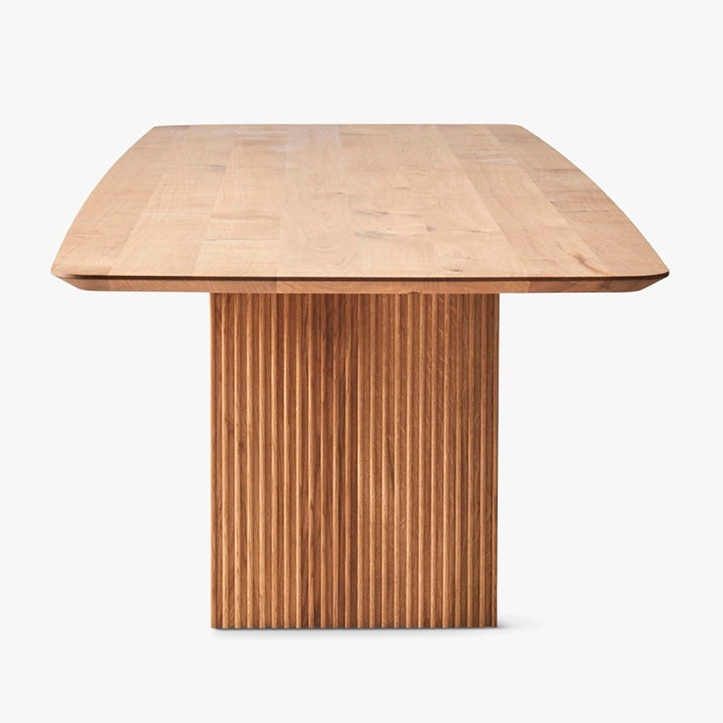 Moderne dennenhouttafel voor restaurant rechthoek eettafel met dubbele voetstuk