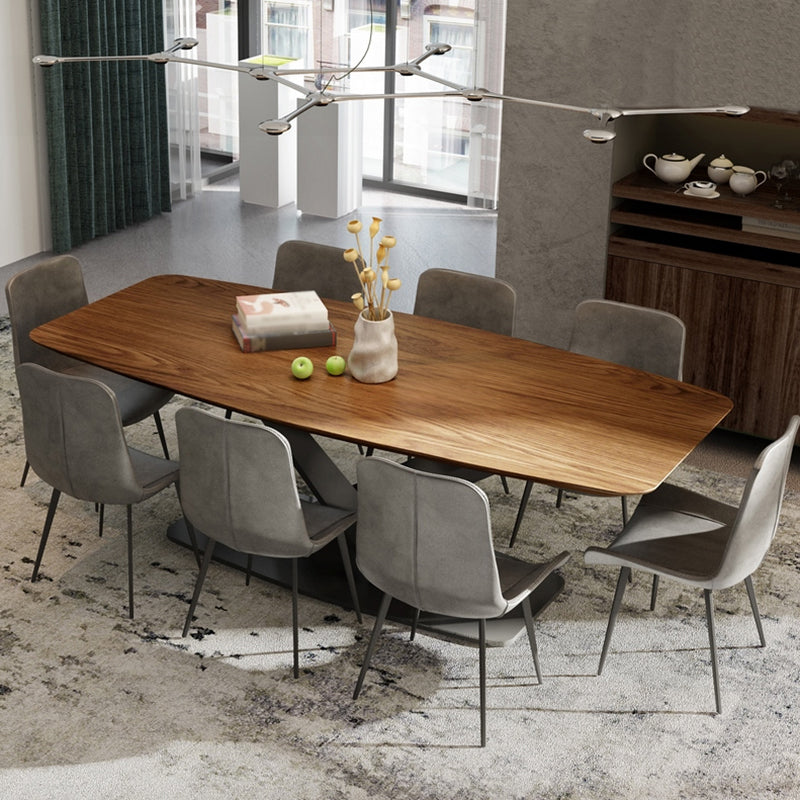Mesa industrial de madera maciza para mesa de comedor rectangular de restaurantes con pedestal de metal