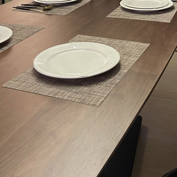 Mesa industrial de madera maciza para mesa de comedor rectangular de restaurantes con pedestal de metal