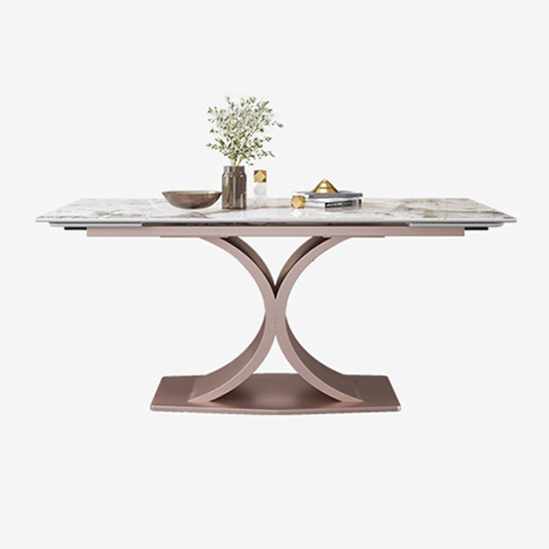 Rechthoekige stenen eettafel Traditionele luxe eettafel op voetstuk