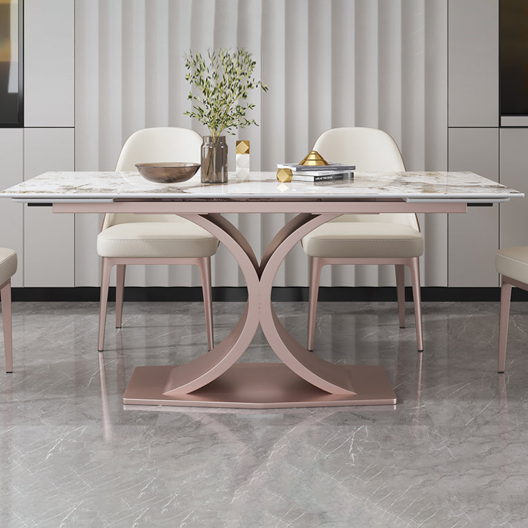 Rechthoekige stenen eettafel Traditionele luxe eettafel op voetstuk