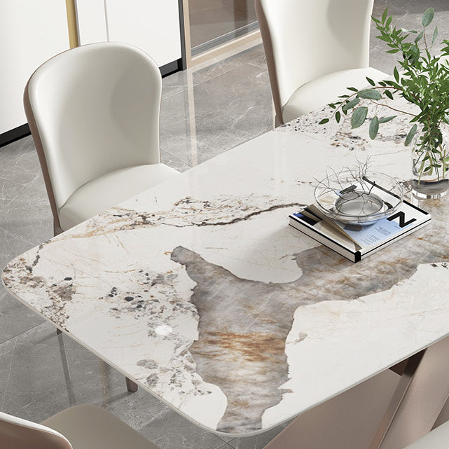 Rechthoekige stenen eettafel Traditionele luxe eettafel op voetstuk