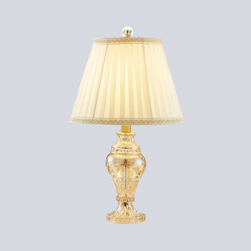 1 Bulb Jar Shape Task Lighting Modernism Hand-Cut Crystal Nightstand Lamp in White