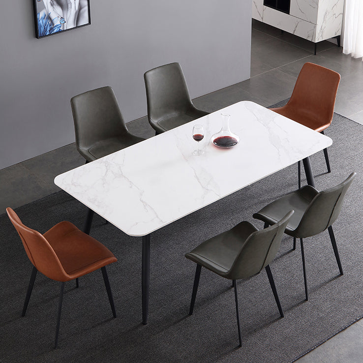 4-foot Stone Dinner Table Industrial Style Rectangle Dining Table for Home