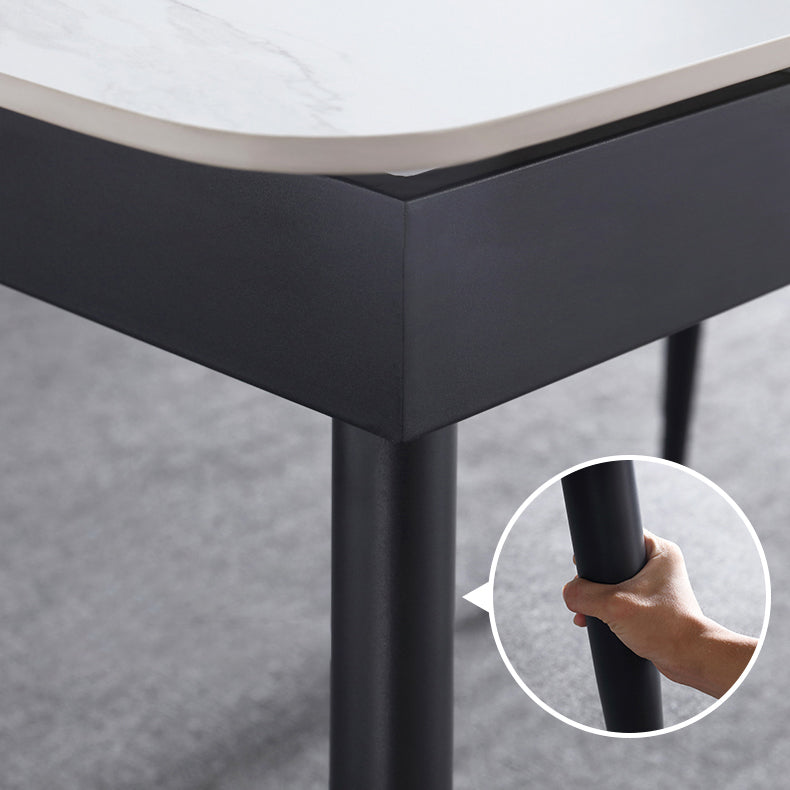 4-foot Stone Dinner Table Industrial Style Rectangle Dining Table for Home