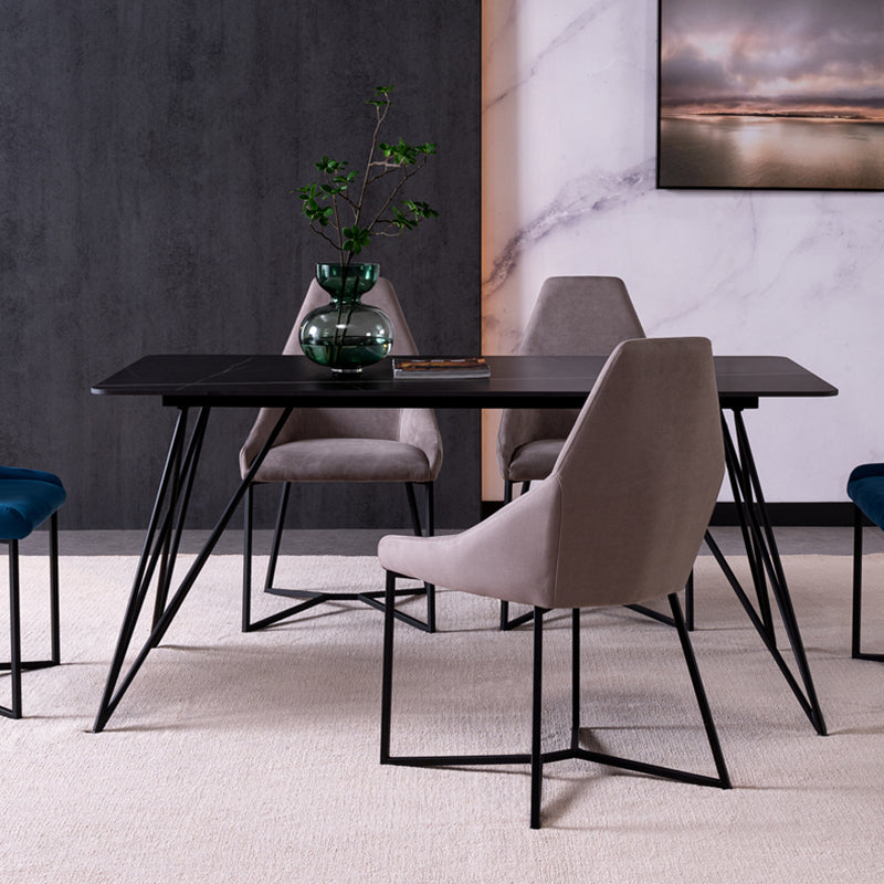 Stone Dining Site Table Industrial Style Rectangle Dining Table for Kitchen Home