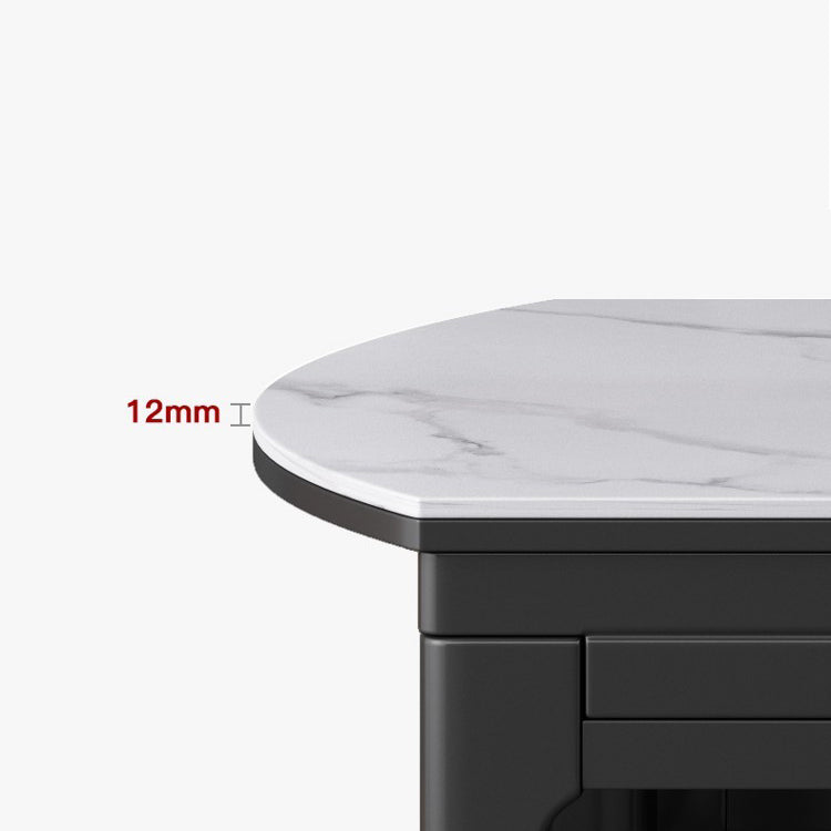 Modern Extendable White Dining Table Sintered Stone Round Shape Dining Table for Kitchen