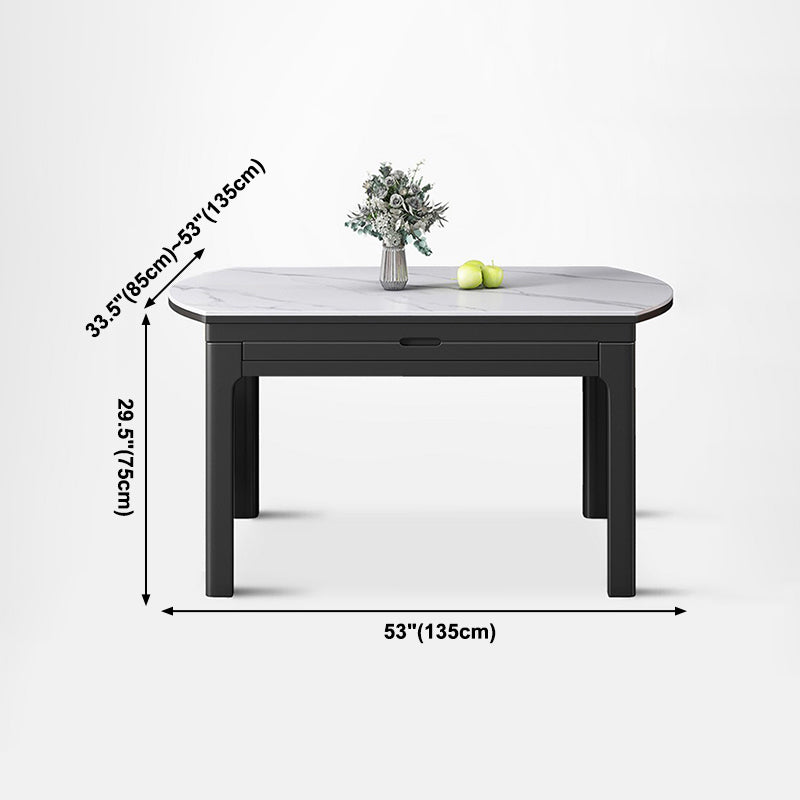 Modern Extendable White Dining Table Sintered Stone Round Shape Dining Table for Kitchen