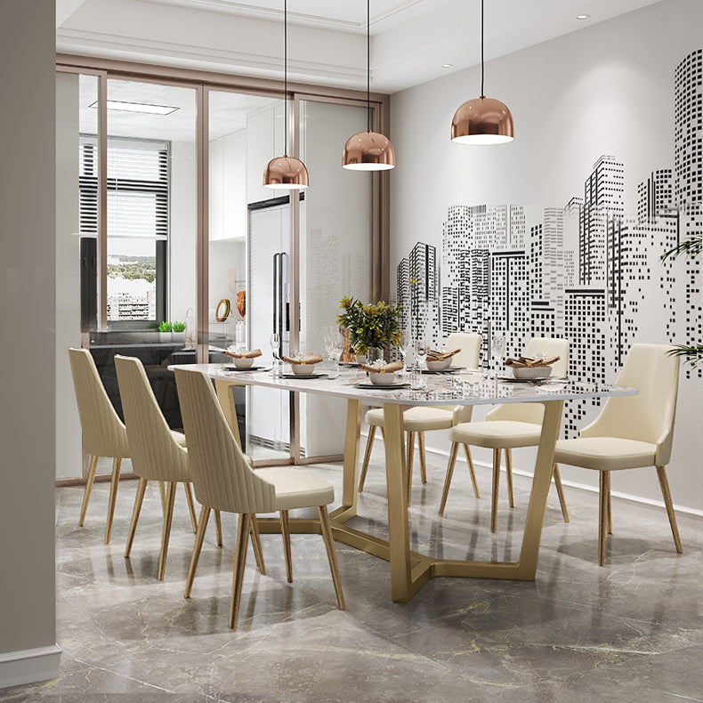 Luxe gesinterde stenen eettafel rechthoektafel met bakbasis
