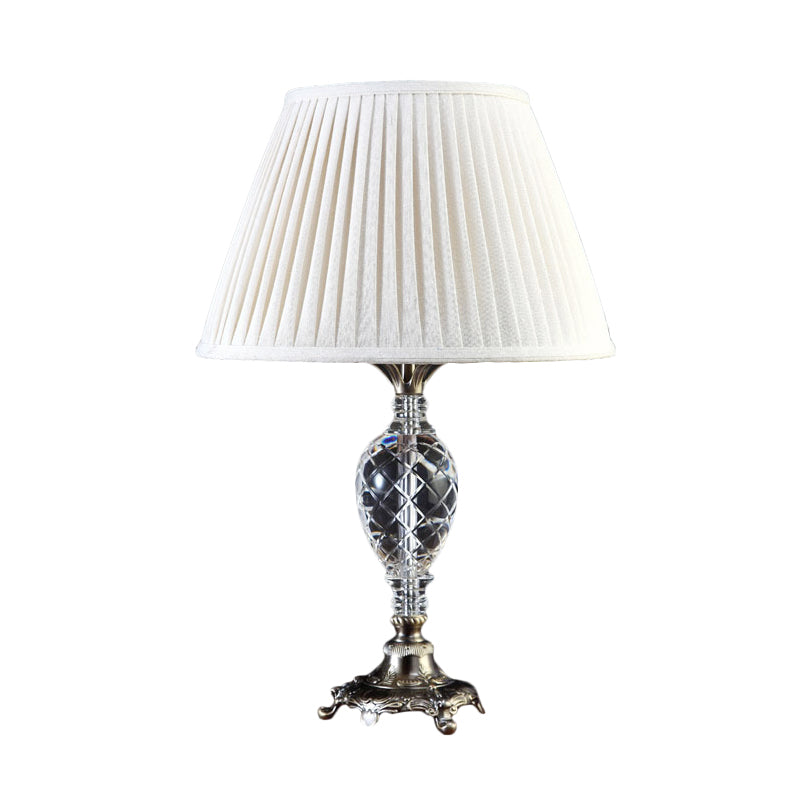 Lampe de bureau en tissu plissé moderne 1 tête de tête en blanc