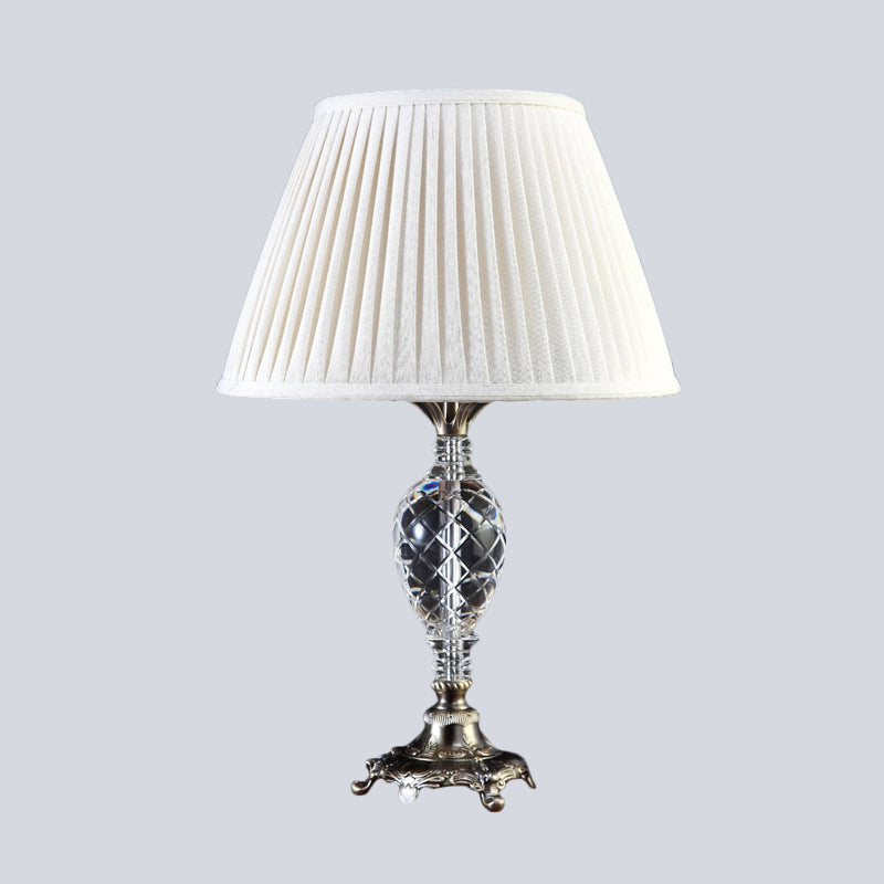 Lampe de bureau en tissu plissé moderne 1 tête de tête en blanc