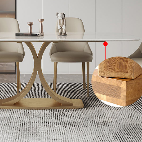 Stone Dining Site Table Traditional Luxury Rectangle Dining Table with Pedestal Base
