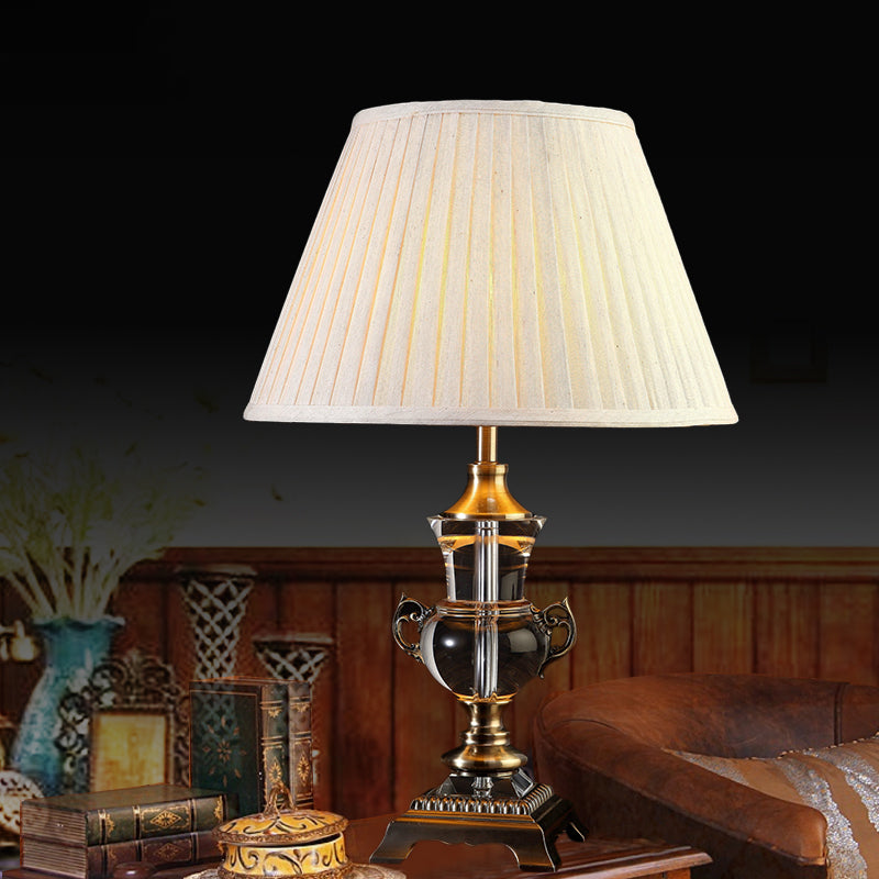 Cone Shade Taakverlichting Modernistische stof 1 lamp Leeslamp in beige voor slaapkamer
