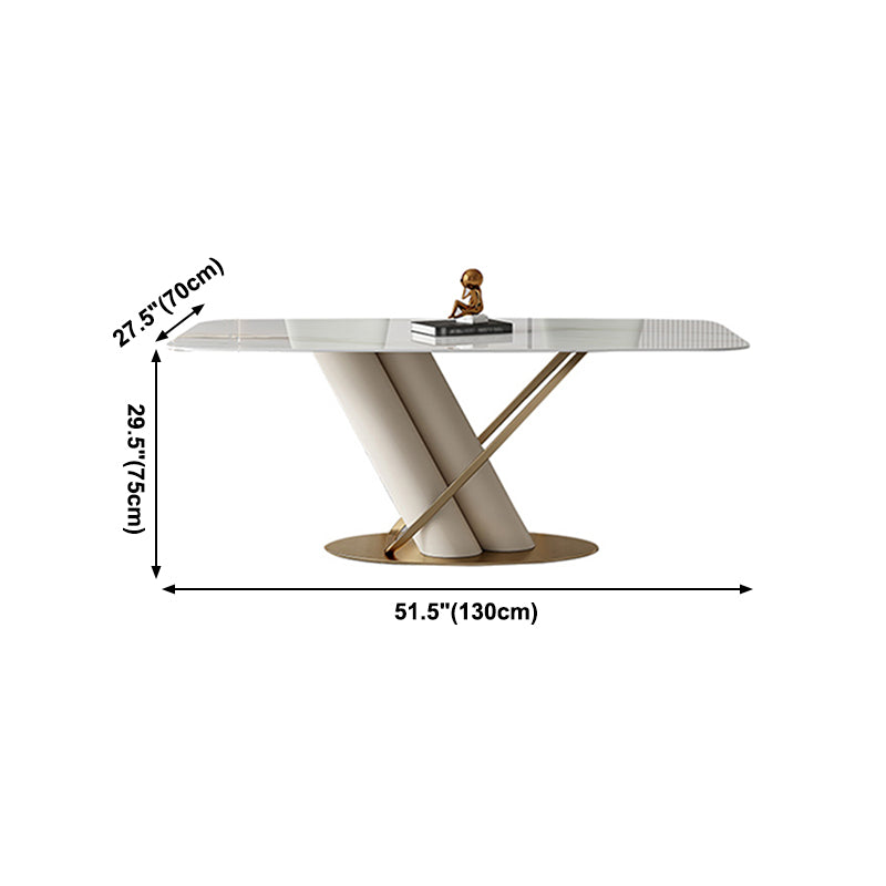 Mesa de comedor rectangular de lujo tradicional Mesa de cena de piedra con base de pedestal