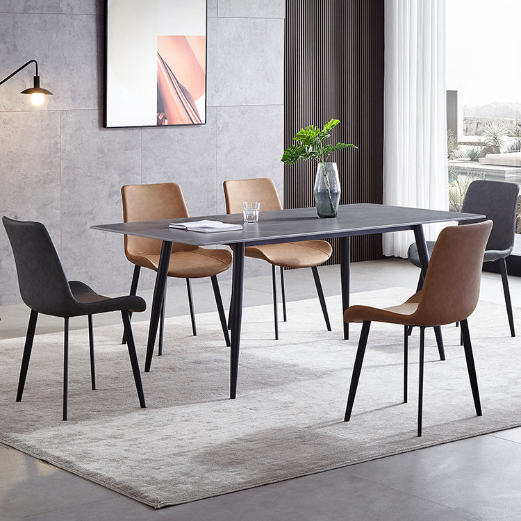 Sintered Stone Grey Tone Table Industrial 4 Legs Table for Dining Room