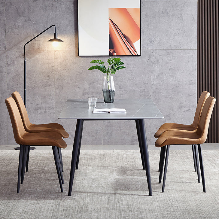 Sintered Stone Grey Tone Table Industrial 4 Legs Table for Dining Room