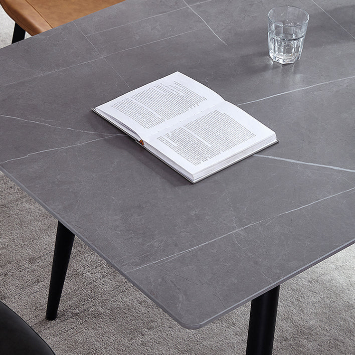 Sintered Stone Grey Tone Table Industrial 4 Legs Table for Dining Room