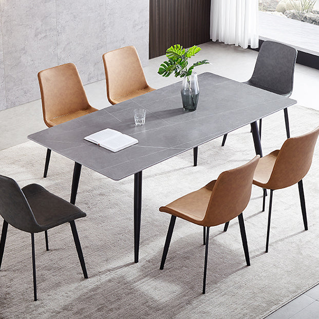 Sintered Stone Grey Tone Table Industrial 4 Legs Table for Dining Room