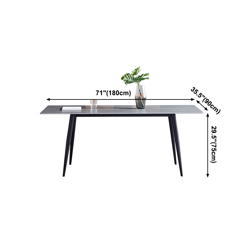 Sintered Stone Grey Tone Table Industrial 4 Legs Table for Dining Room