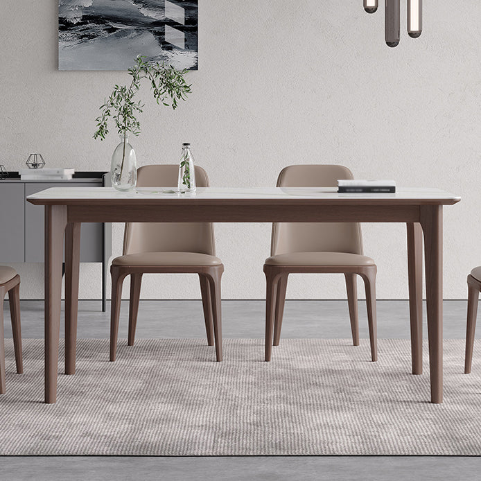Rectángulo 4 patas mesa de medio siglo color blanco mesa fija de piedra sinterizada