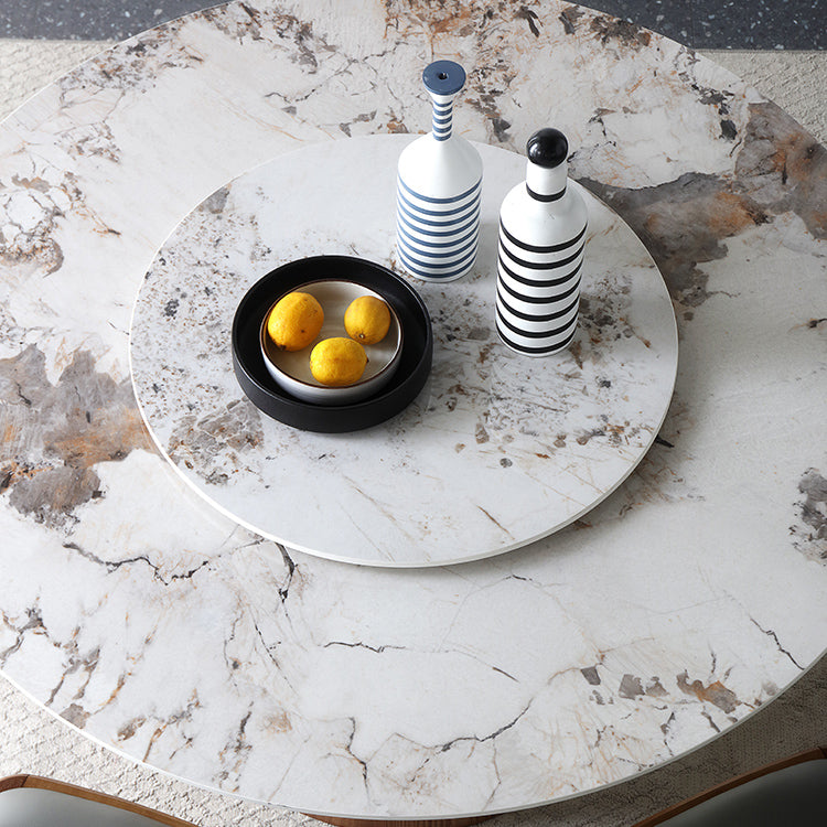 Contemporary Round Shape Gray Table Standard Sintered Stone Dining Table for Kitchen