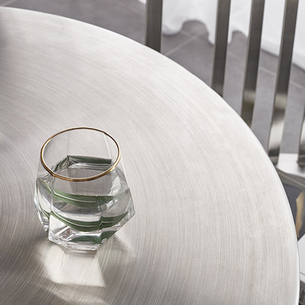 Metal Industrial Table Stainless Steel Top Dining Table with Pedestal Base