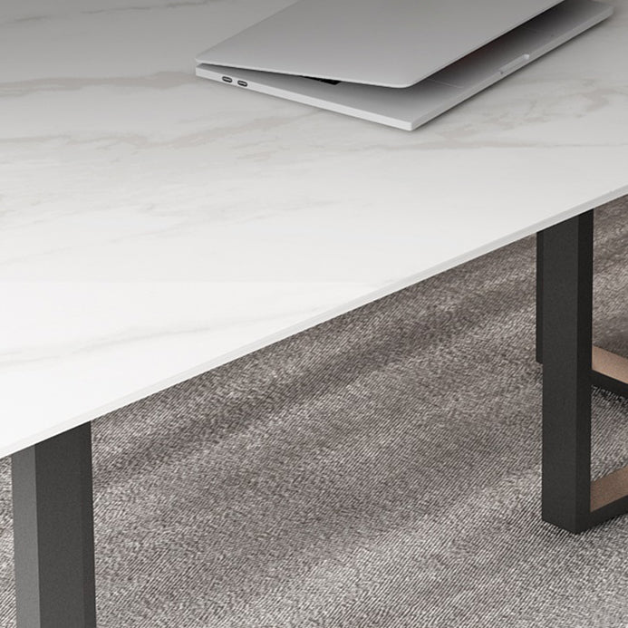 Rectangle Double Pedestal Industrial Table Fixed Table with Sintered Stone