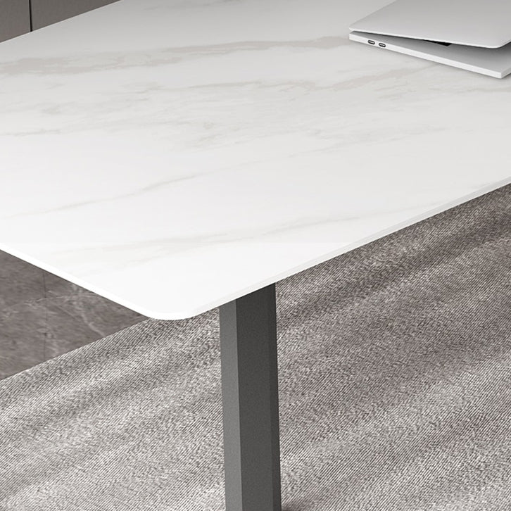 Rectangle Double Pedestal Industrial Table Fixed Table with Sintered Stone