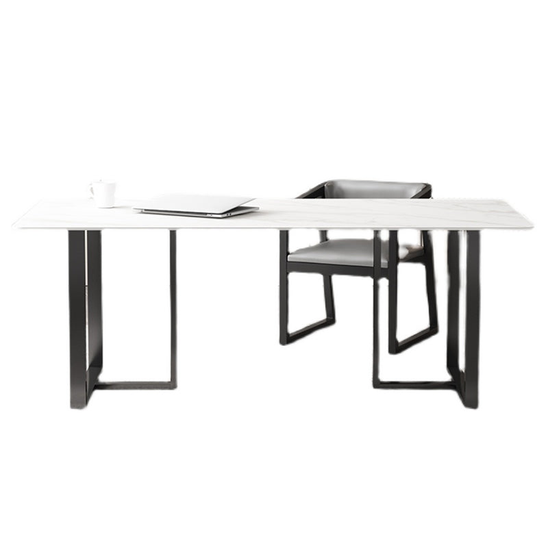 Rectangle Double Pedestal Industrial Table Fixed Table with Sintered Stone
