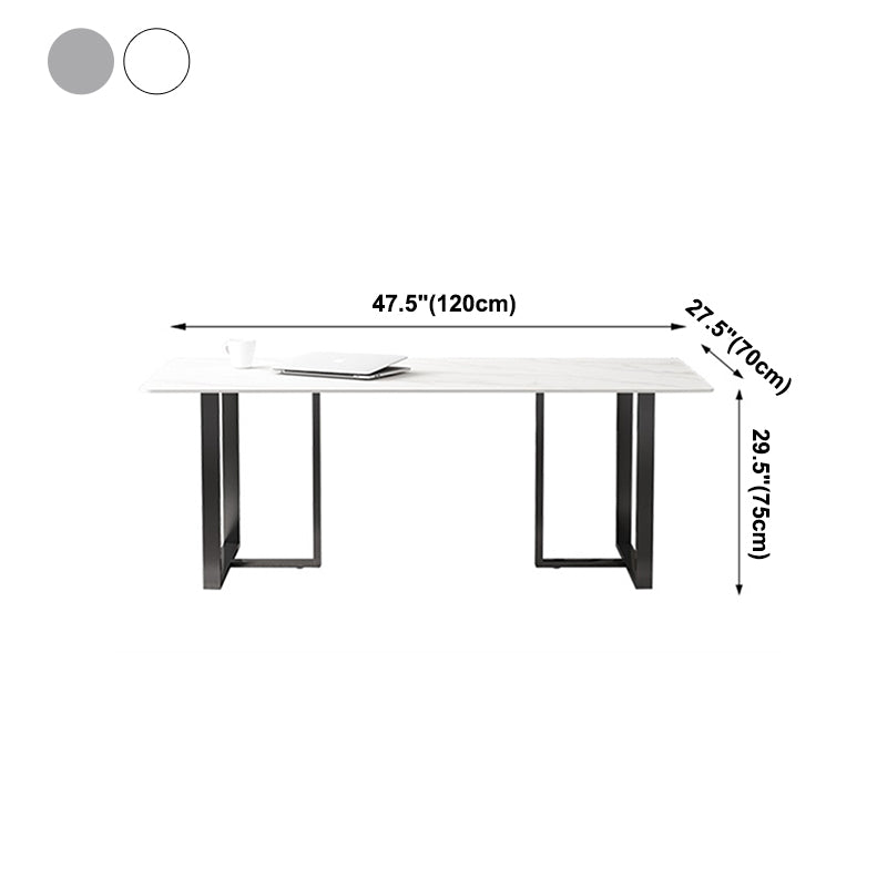 Rectangle Double Pedestal Industrial Table Fixed Table with Sintered Stone