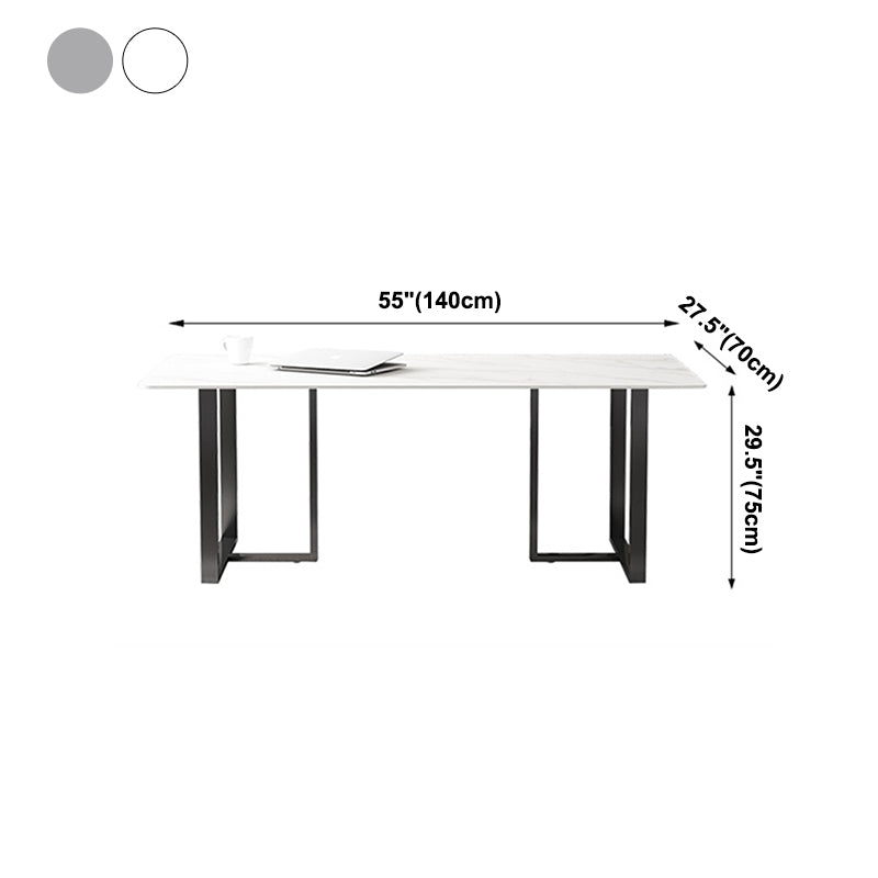 Rectangle Double Pedestal Industrial Table Fixed Table with Sintered Stone