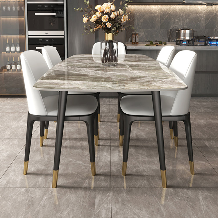 Mesa de comedor de piedra sinterizada contemporánea Mesa de comedor gris rectangular para cocina