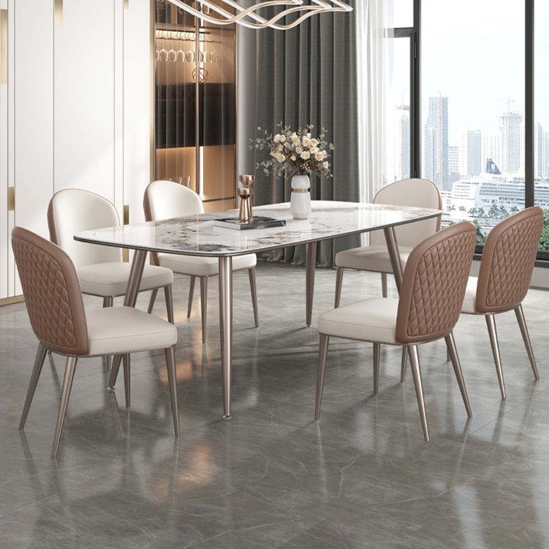 Mesa de comedor de estilo moderno Mesa de comedor de piedra sinterizada con 4 patas