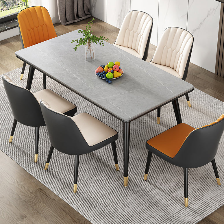 Mesa de comedor de piedra sinterizada Estilo de lujo 4 patas Mesa de rectángulo base para el hogar