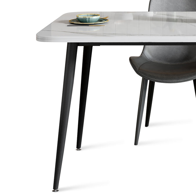 Modern Style Dining Table Rectangle Sintered Stone Dining Table with Black Frame
