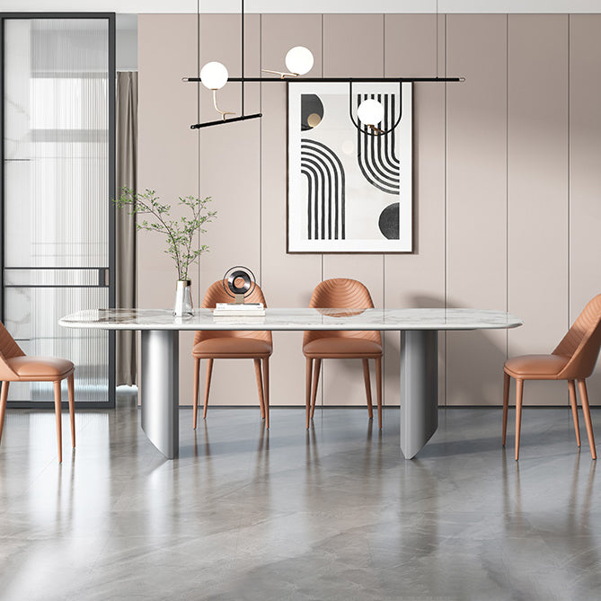 Metalen eigentijdse rechthoekige tafel Gesinterde stenen binnentafel voor eetkamer
