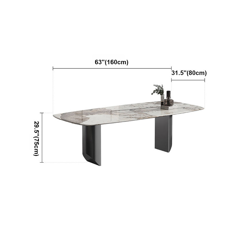 Metalen eigentijdse rechthoekige tafel Gesinterde stenen binnentafel voor eetkamer