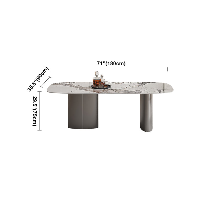 Metal Modern Rectangle Indoor Table Sintered Stone Dining Table for Kitchen and Dining Room