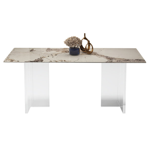 Mesa rectangular contemporánea acrílica mesa de piedra sinterizada para comedor