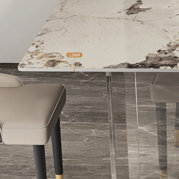 Mesa rectangular contemporánea acrílica mesa de piedra sinterizada para comedor