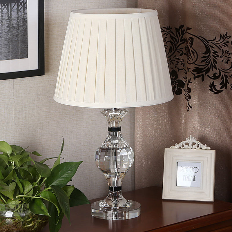 Modernism Vase Shape Task Lighting Hand-Cut Crystal 1 Bulb Reading Lamp in Beige