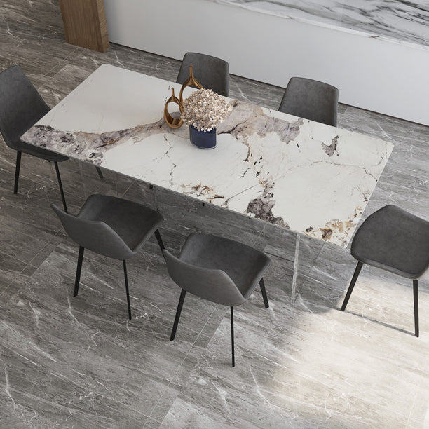 Mesa rectangular contemporánea acrílica mesa de piedra sinterizada para comedor