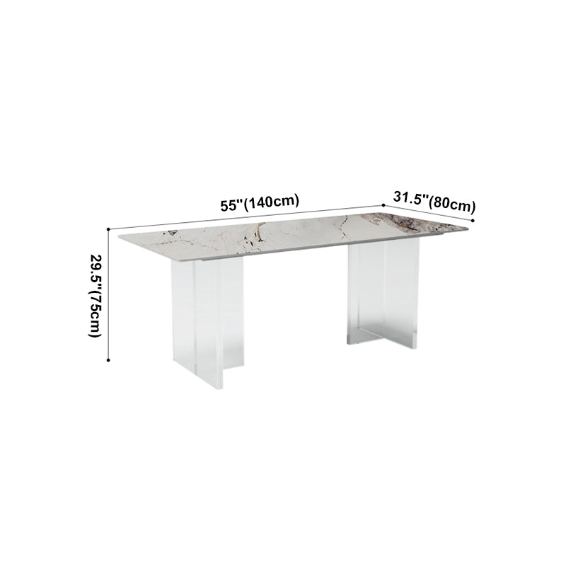Mesa rectangular contemporánea acrílica mesa de piedra sinterizada para comedor
