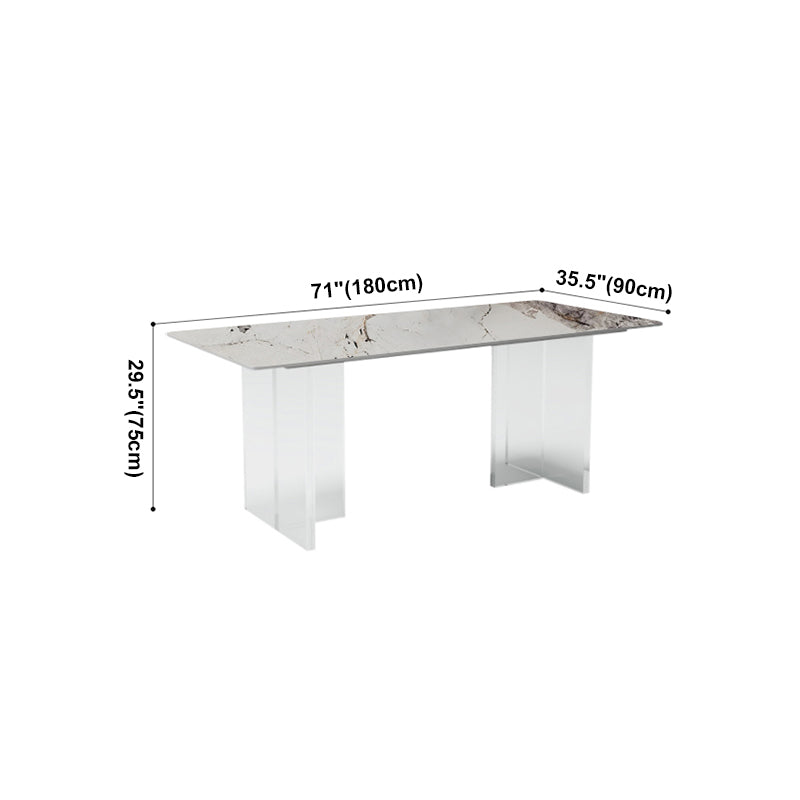 Mesa rectangular contemporánea acrílica mesa de piedra sinterizada para comedor